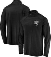 FANATICS Men's Black Las Vegas Raiders Striated Primary Logo Raglan Quarter-Zip Pullover Jacket