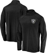 FANATICS Men's Black Las Vegas Raiders Striated Primary Logo Raglan Quarter-Zip Pullover Jacket
