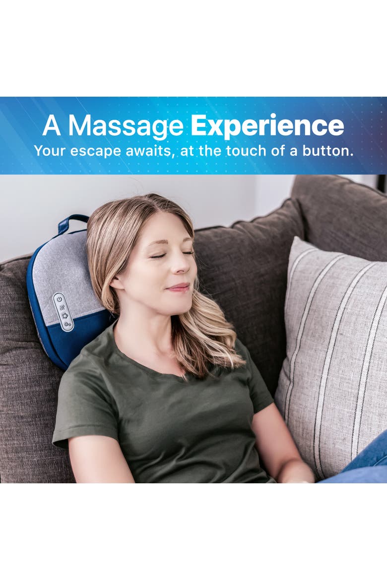 Kumo Back Massage Pillow with Heat, Alternate, color, Blue/Grey