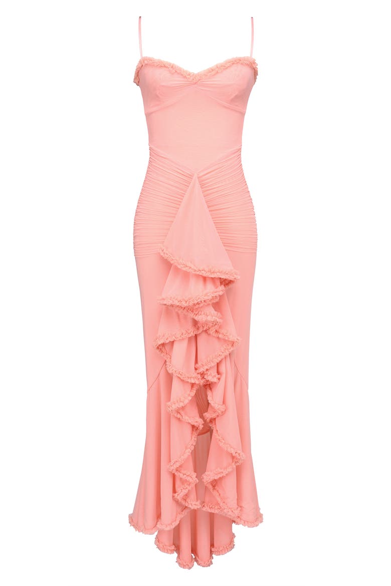 Gabbi Ruffle Mesh High-Low Cocktail Dress, Alternate, color, DESERT FLOWER