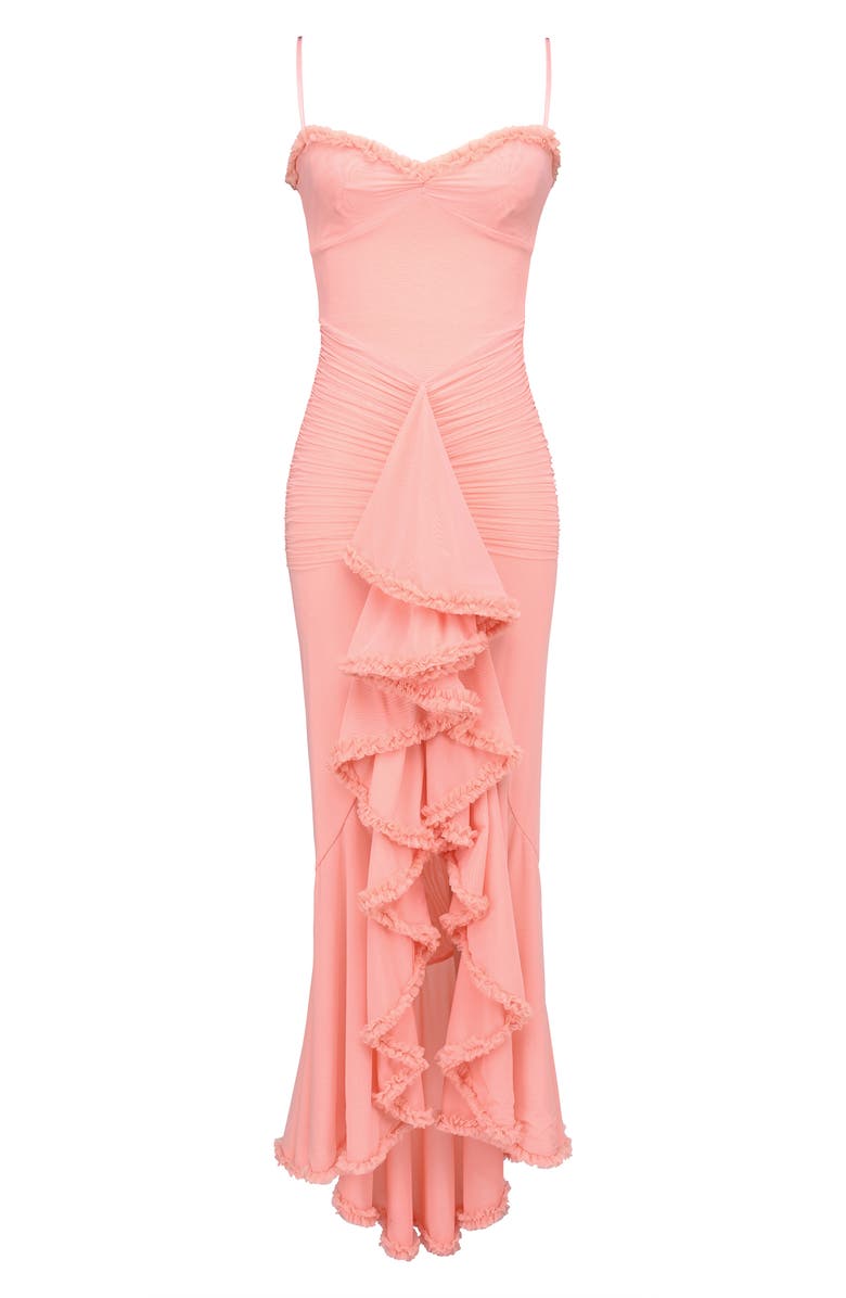 HOUSE OF CB Gabbi Ruffle Mesh High-Low Cocktail Dress, Alternate, color, Desert Flower