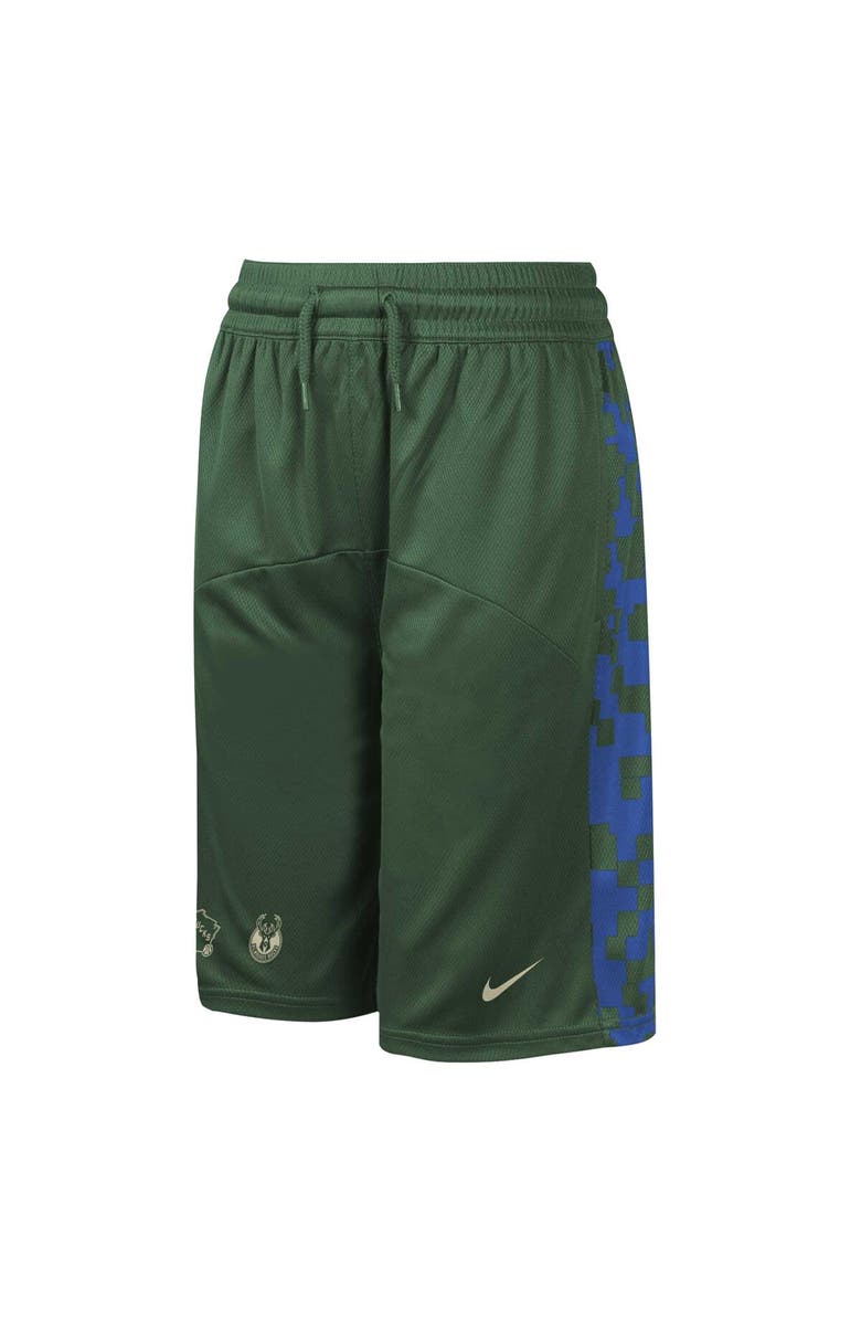 Nike Youth Nike Hunter Green Milwaukee Bucks Courtside Starting Five Team Shorts, Alternate, color, 