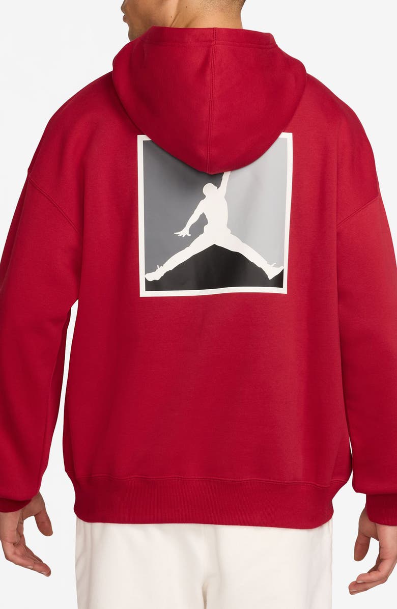 Jordan Graphic Print Brooklyn Fleece Hoodie, Alternate, color, Gym Red/ White