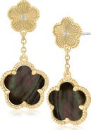 CZ by Kenneth Jay Lane CZ Clover Double Drop Earrings