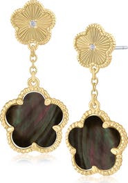 CZ by Kenneth Jay Lane CZ Clover Double Drop Earrings