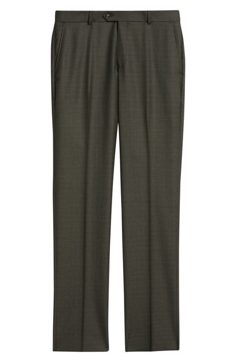 Flat Front Serge Wool Dress Pants