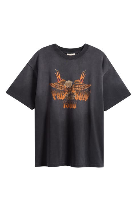 Eagle Skull Cotton Graphic T-Shirt
