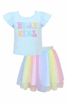 Zunie Kids' B-Day Graphic T-Shirt & Tutu Skirt Set