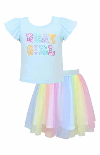 Zunie Kids' B-Day Graphic T-Shirt & Tutu Skirt Set