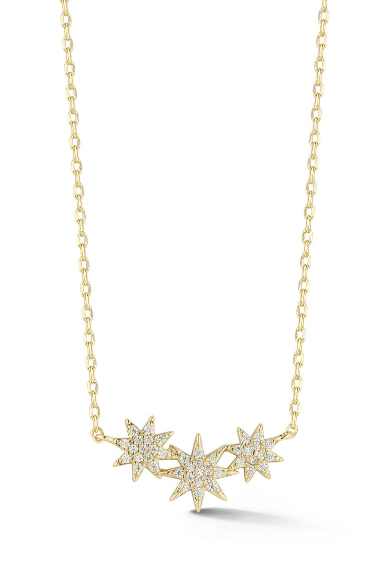 Triple Star Pendant Necklace, Main, color, GOLD
