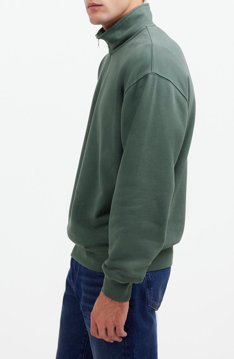 Madewell Relaxed Fit Cotton Blend Quarter Zip Pullover, Alternate, color, Industrial Green