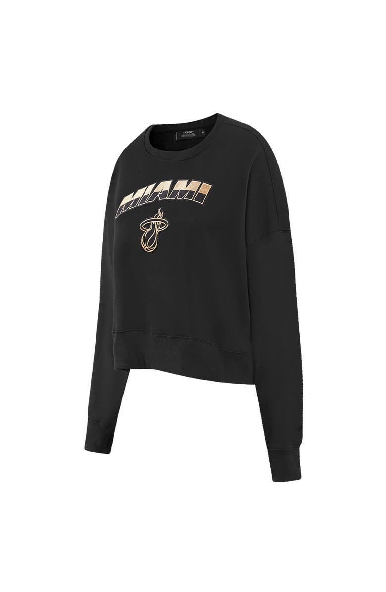 PRO STANDARD Women's Pro Standard  Black Miami Heat Glam Cropped Pullover Sweatshirt, Alternate, color, Black