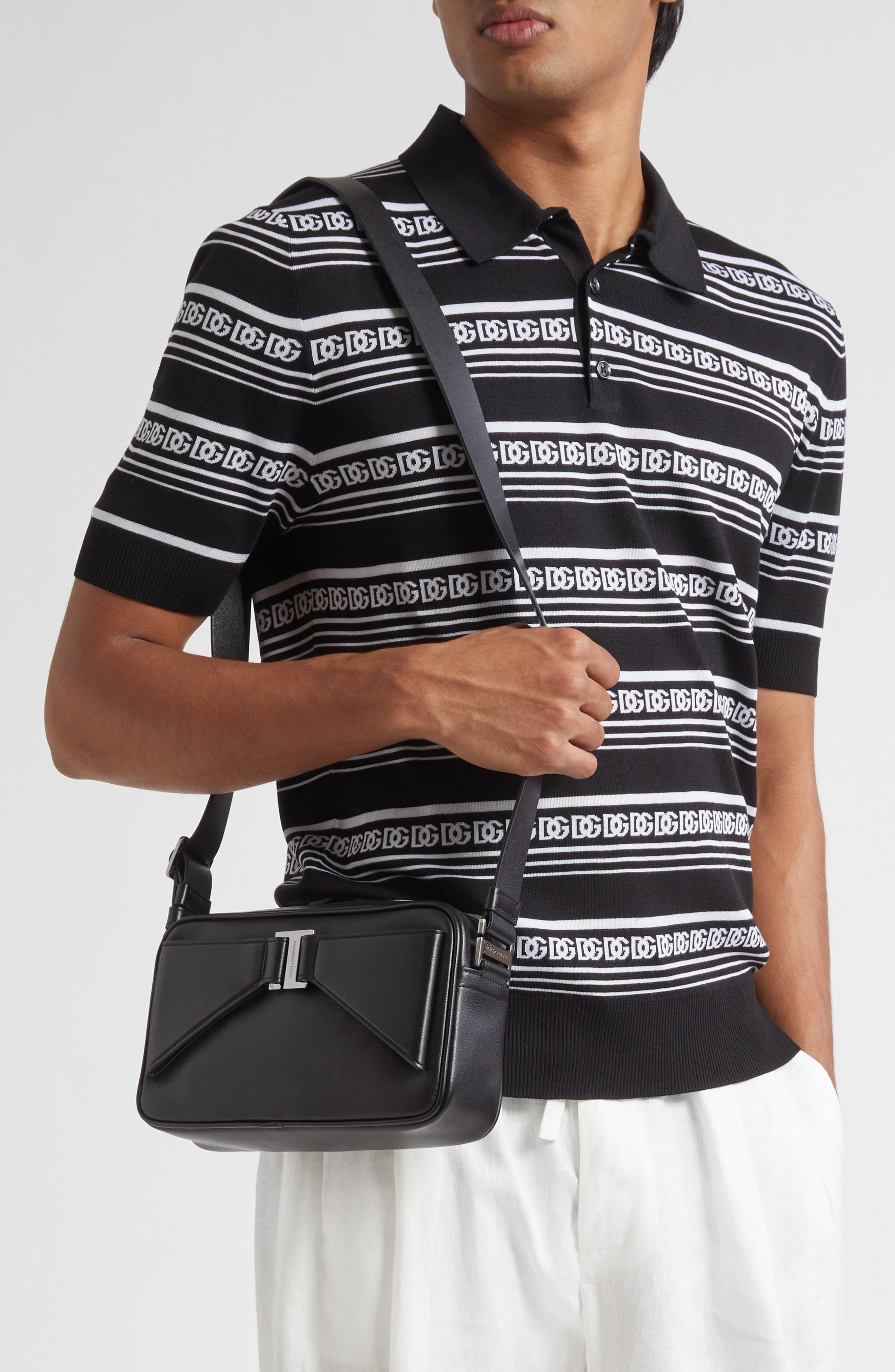 Dolce&Gabbana Cali Leather Belt Bag, Alternate, color, 80999 Nero