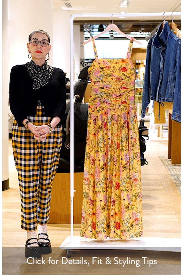 Pleated Floral Print Sleeveless Gown video