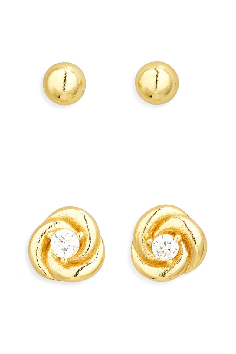 Set of 2 Assorted Stud Earrings, Main, color, GOLD