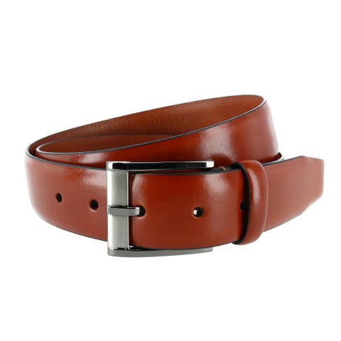 Men's Matteo 35mm Feather Edge Leather Dress Belt with Italian Buckle
