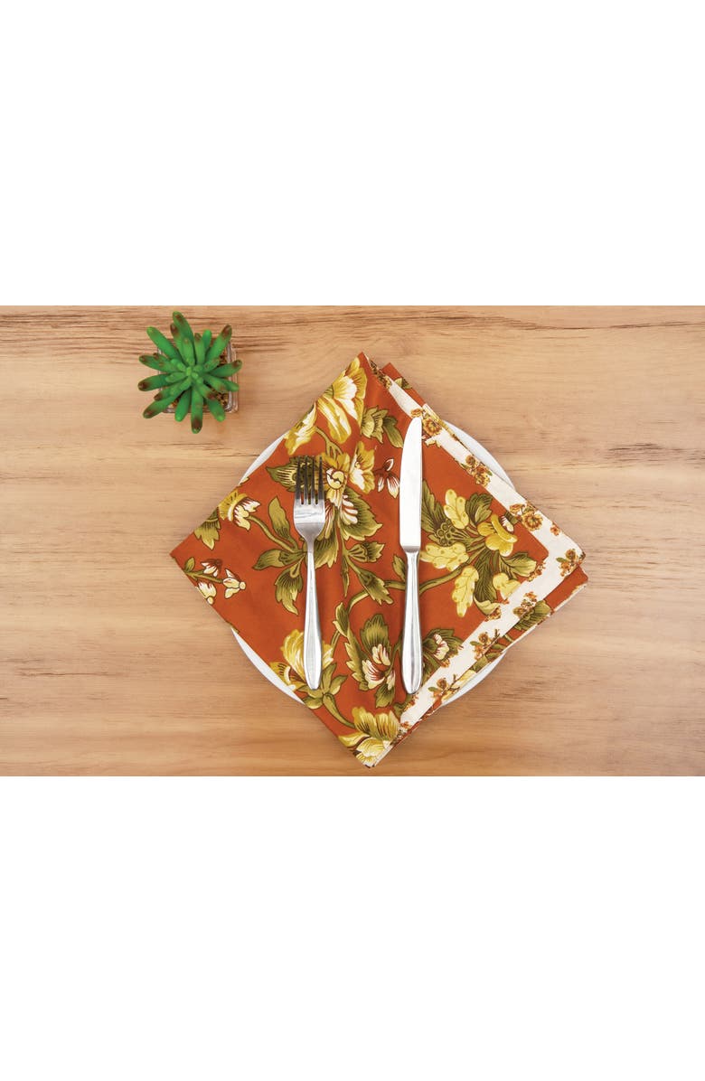 C&F Home Estelle Reversible Floral Damask Napkin Set of 6, Alternate, color, Orange