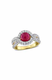 DELMAR Created Ruby & Created White Sapphire Twist Band Ring