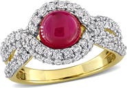 DELMAR Created Ruby & Created White Sapphire Twist Band Ring