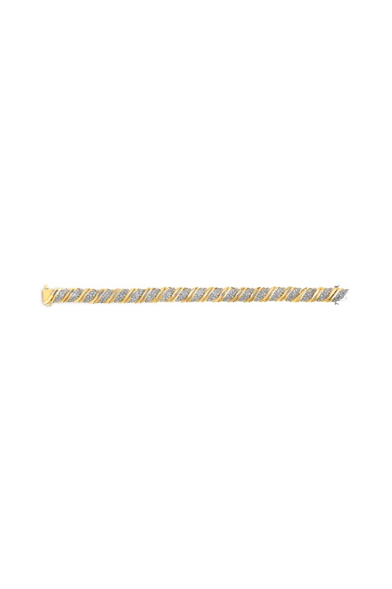 10K Yellow Gold 2.0 Cttw Diamond S-Link Twist Design Link Bracelet, Alternate, color, Yellow Gold