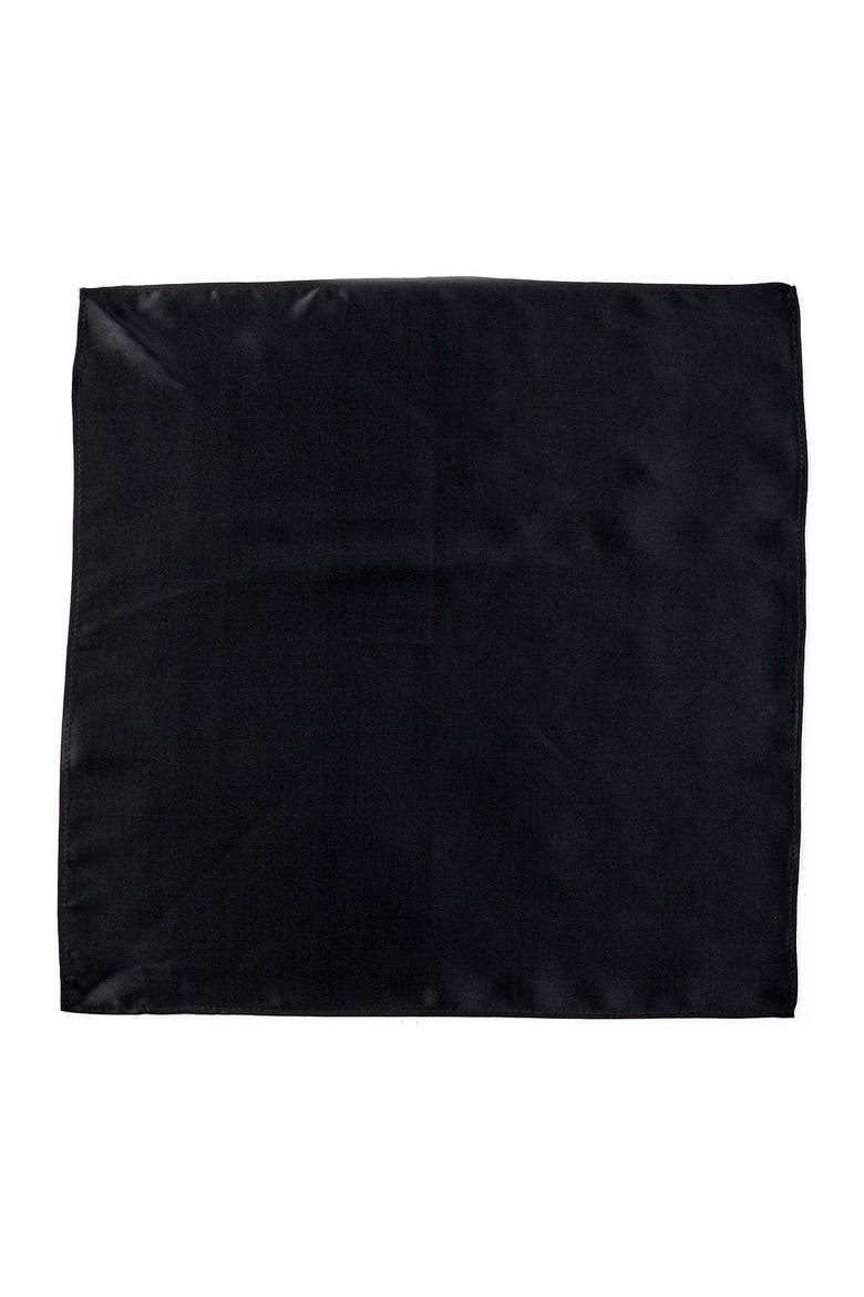 Solid Silk Blend Pocket Square, Main, color, BLACK