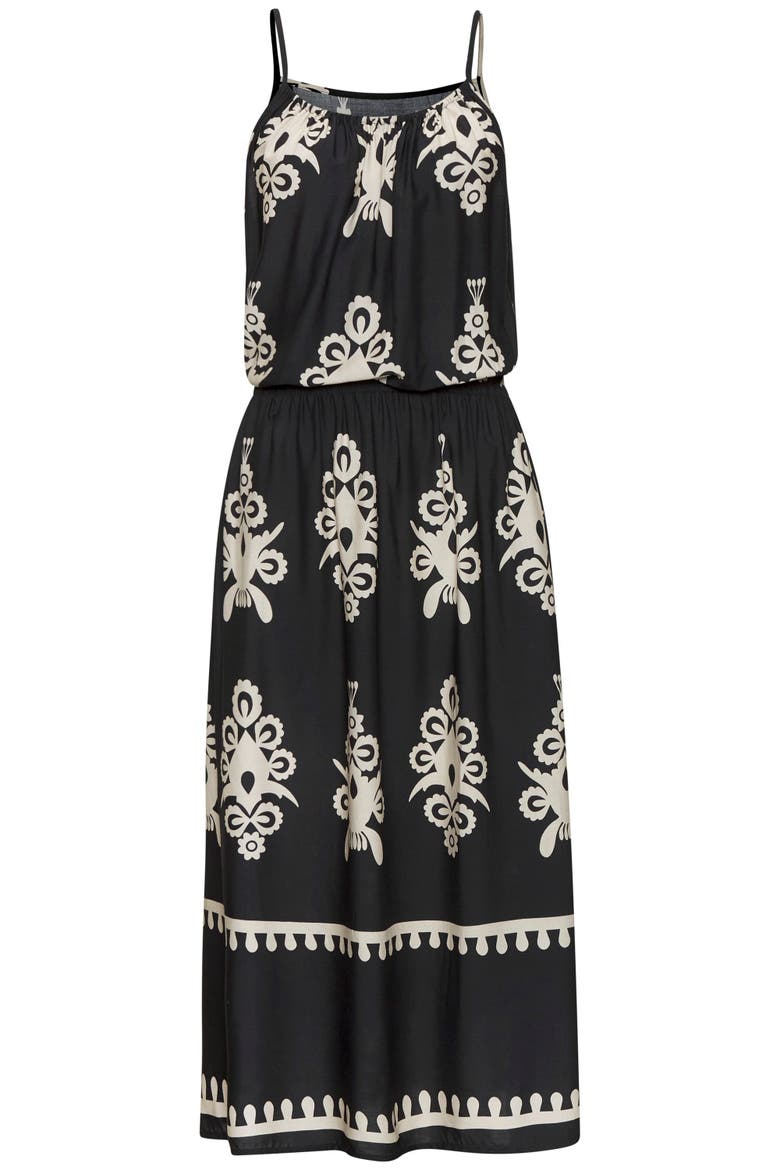 Ornamental Print Dress, Alternate, color, Black & Sand