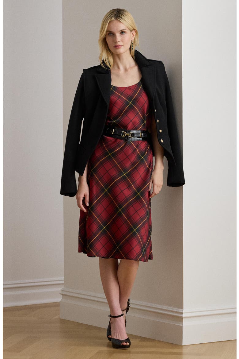 satin plaid dress Maxime checked silk-satin halterneck maxi dress - burgundy