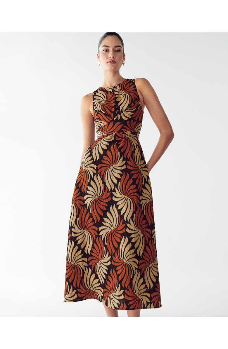 WILLA Revival Midi Dress, Alternate, color, Golden Leaf