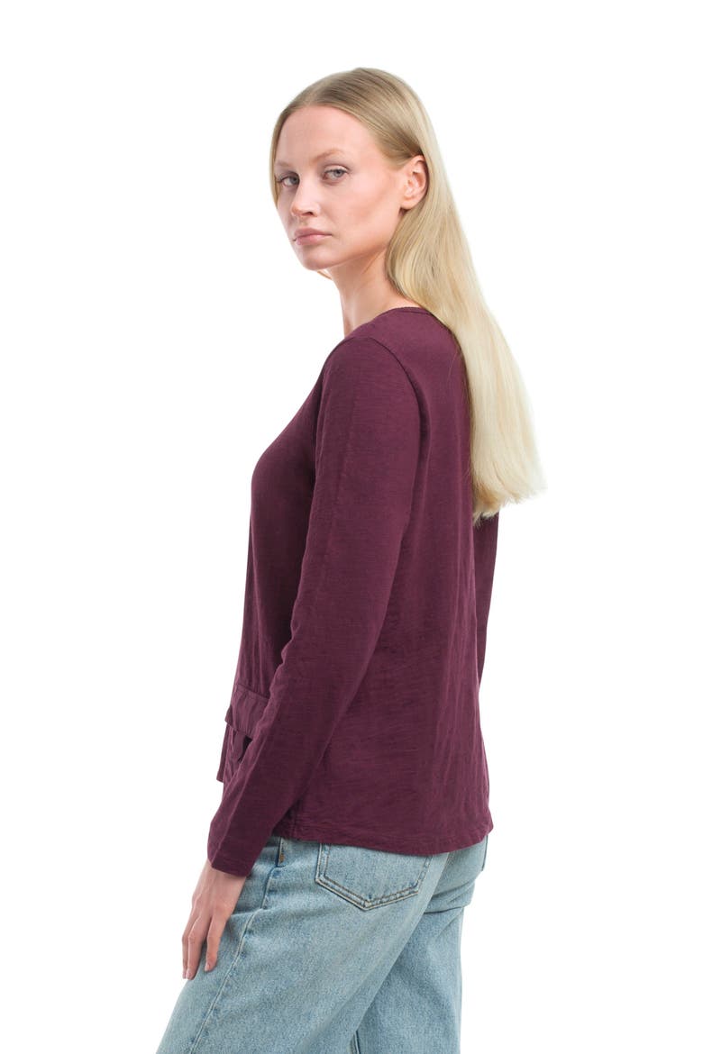 U-Neck Button Placket Tee, Alternate, color, Dark Fig