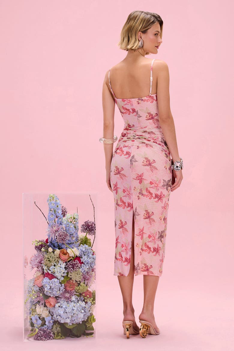 Orchid Bloom Chiffon Midi Dress, Alternate, color, ROSE
