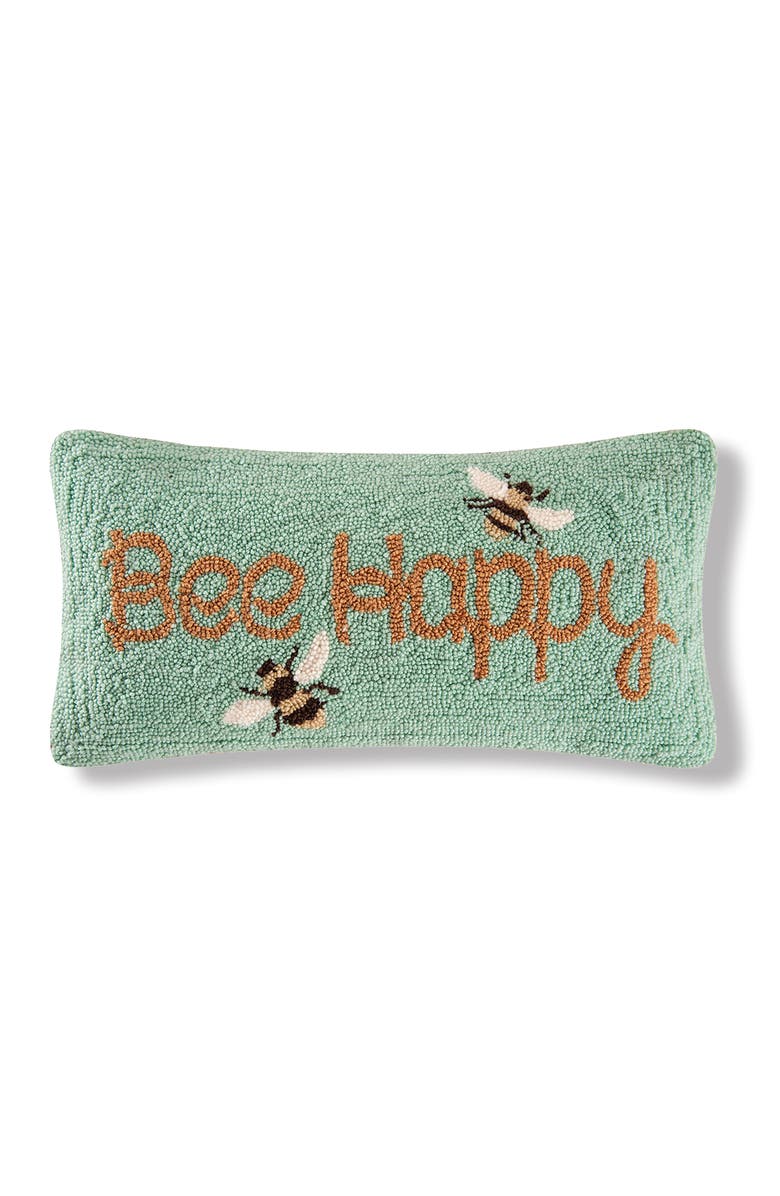 C&F Home Spring "Bee Happy" Bumble Bee Garden Hooked Mini Accent Pillow, 10" x 20", Main, color, Yellow