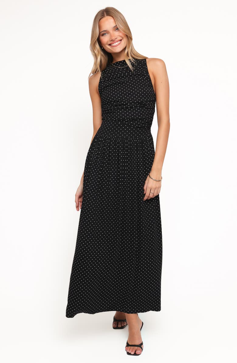 Petal & Pup Shirley Polka Dot Sleeveless Maxi Dress, Alternate, color, Black Polka Dot
