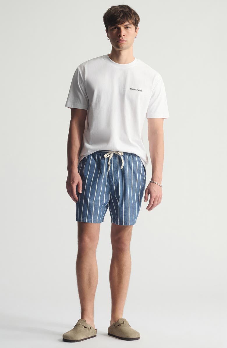 Brooklyn Industries Stripe Pull-On Loose Fit Shorts, Alternate, color, Blue Striped