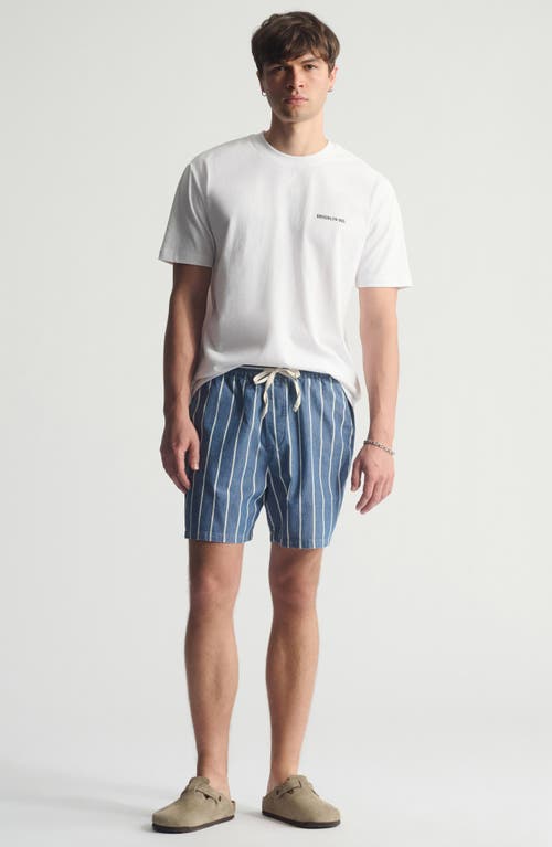 Brooklyn Industries Stripe Pull-on Loose Fit Shorts In Blue