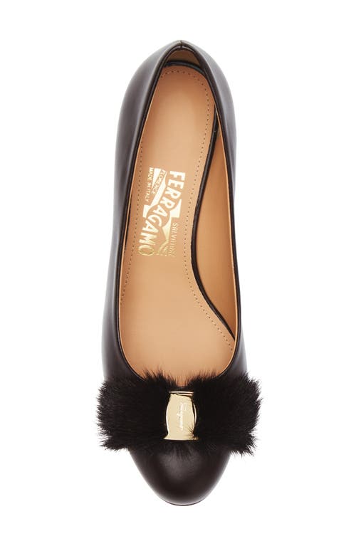 Ferragamo Vara Genuine Shearling Bow Pump