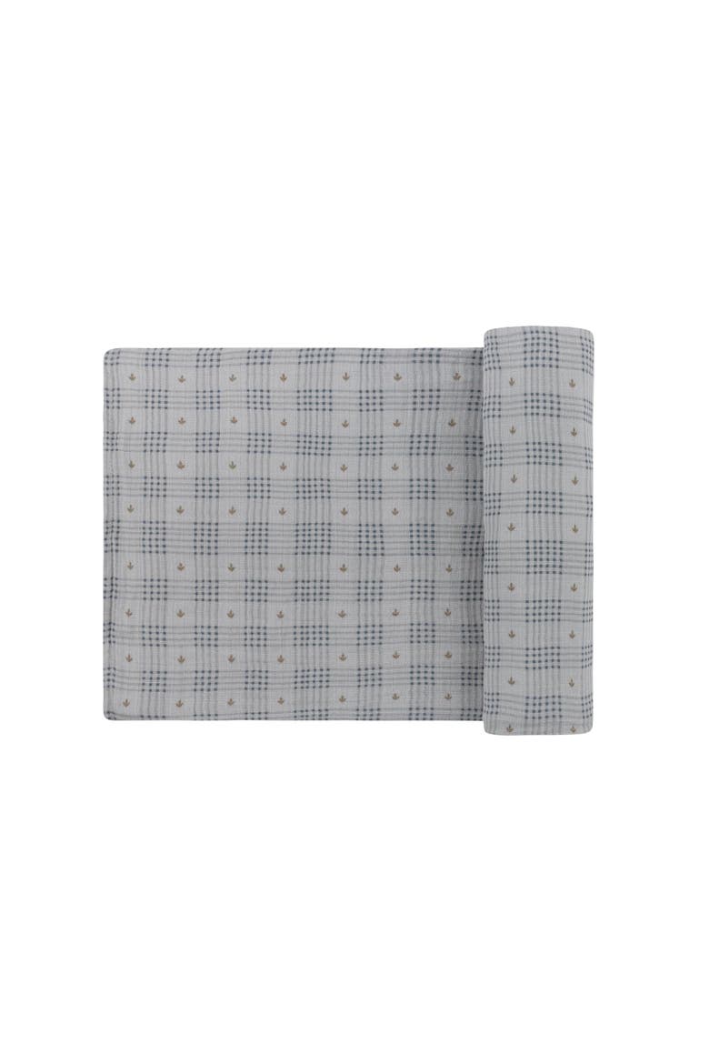 Cotton Floral Plaid Collection - Muslin Swaddle, Alternate, color, Blue