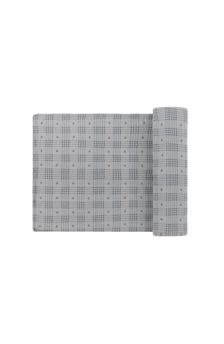 Ely's & Co. Cotton Floral Plaid Collection - Muslin Swaddle, Alternate, color, Blue