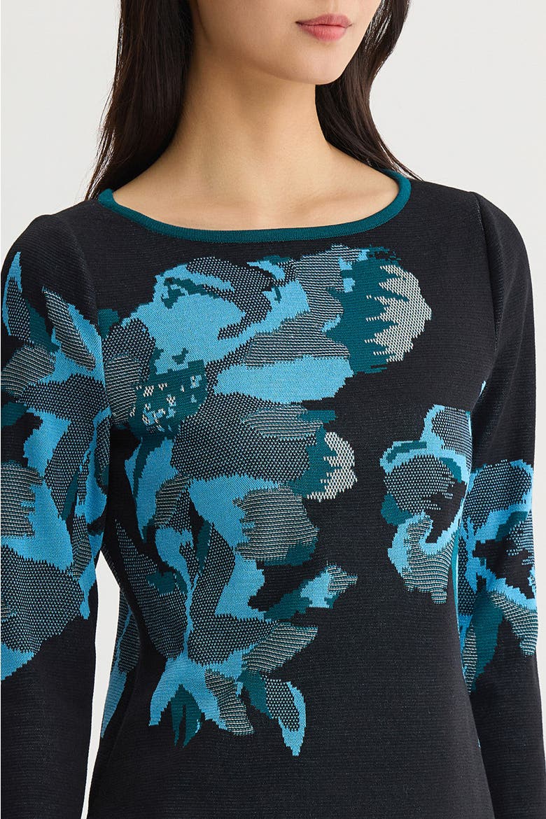 Floral Jacquard Knit Tunic, Alternate, color, Deep Teal