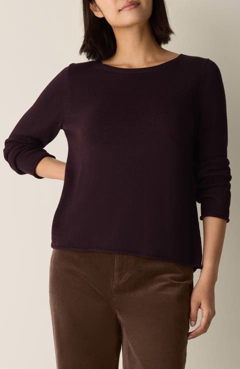 Bateau Neck Cotton Blend Sweater (Regular & Petite)