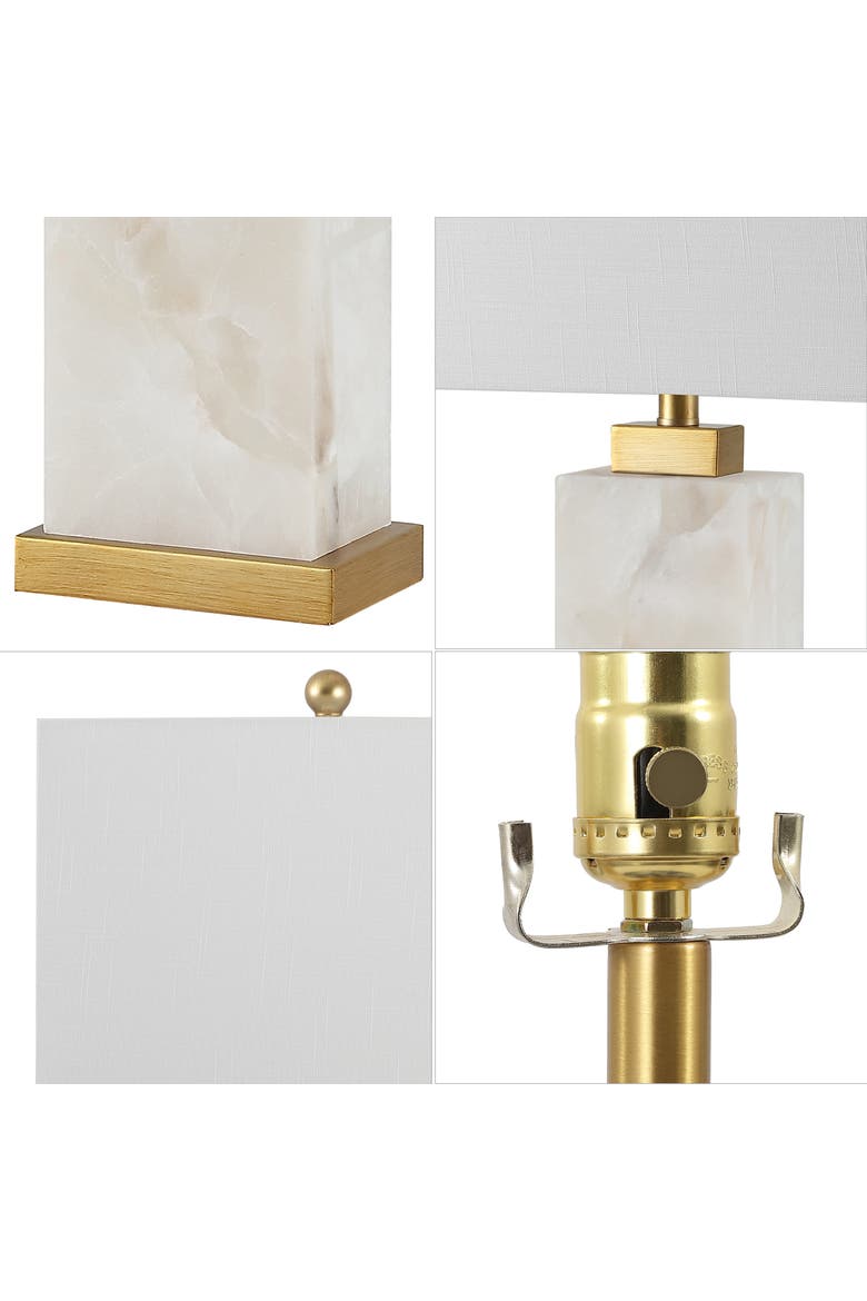 Elizabeth 27.5" Contemporary Coastal Alabaster LED Table Lamp, Alternate, color, White/Gold Painting