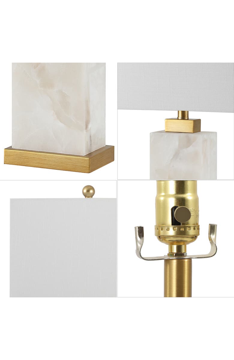 JONATHAN Y Elizabeth 27.5" Contemporary Coastal Alabaster LED Table Lamp, White/Gold Painting, Alternate, color, 