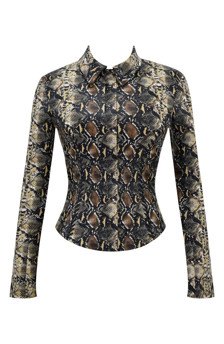 HOUSE OF CB Vani Snakeskin Print Faux Leather Jacket, Alternate, color,