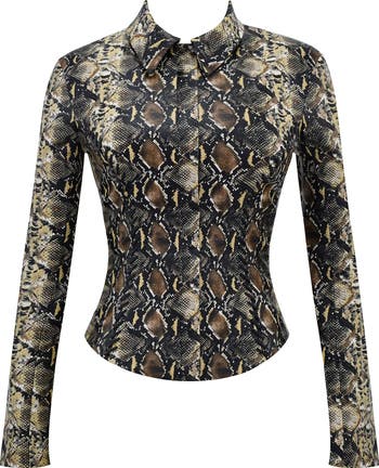 Vani Snakeskin Print Faux Leather Jacket