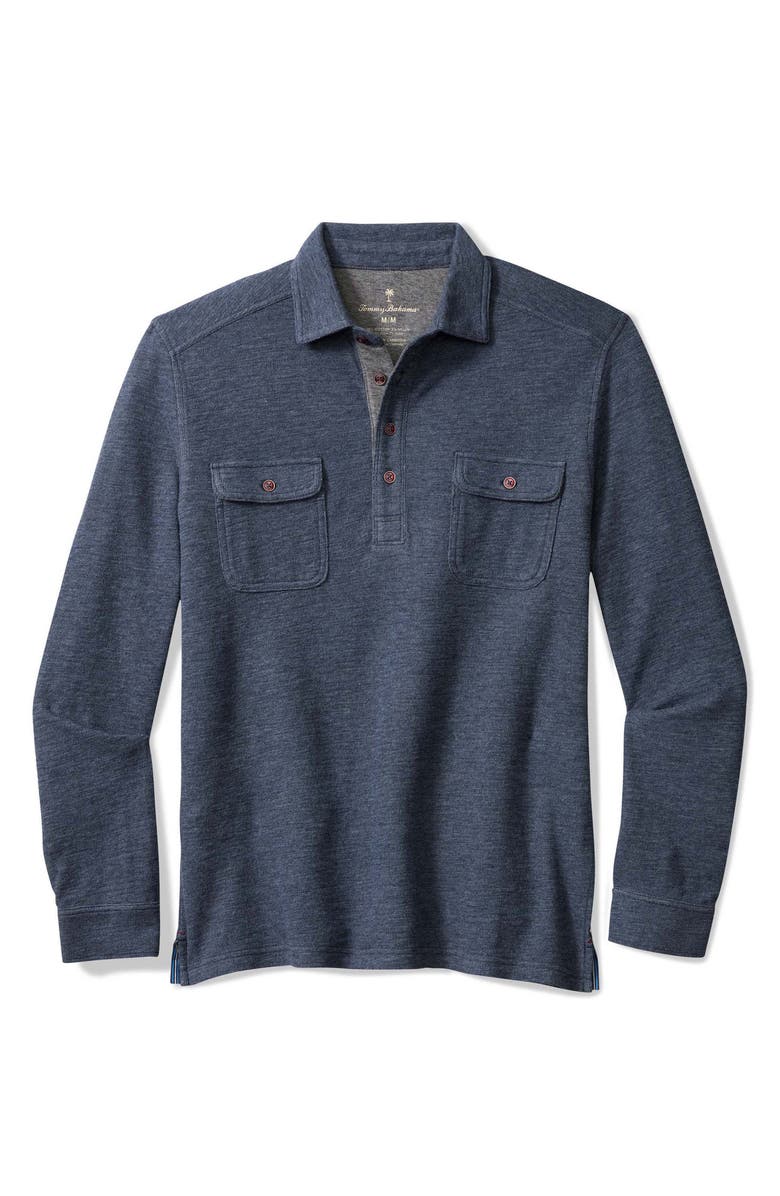 Tommy Bahama Penn Cove Long Sleeve Polo, Main, color, Insignia Blue Heather