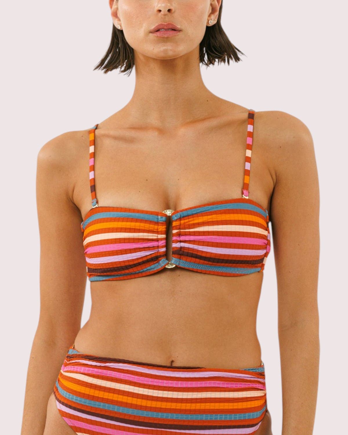Biliblond Bikini top Renée in Colorful Stripes 