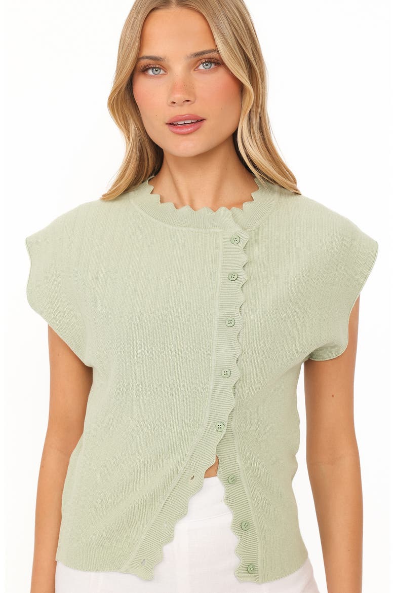 Mackie Scalloped Ribbed Top, Alternate, color, SAGE
