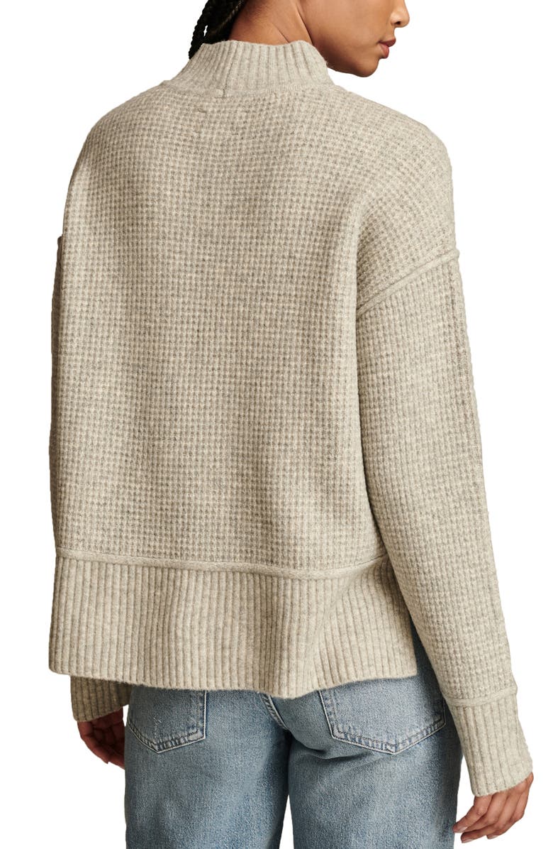 Lucky Brand Waffle Stitch Mock Neck Sweater, Alternate, color, Light Heather Grey