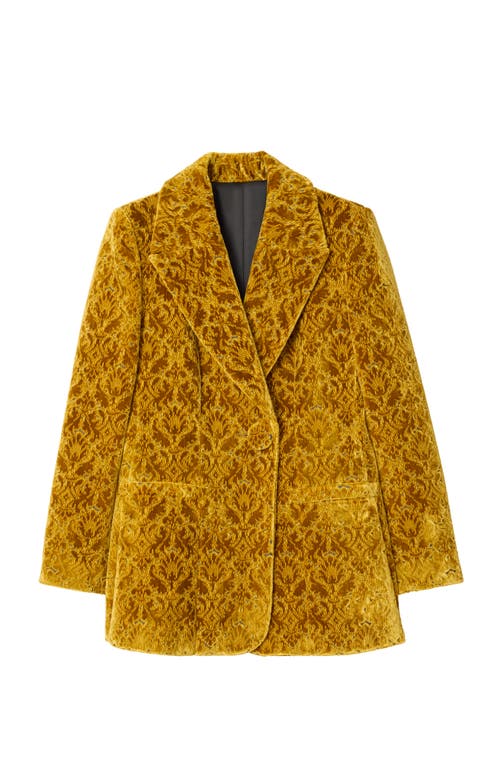 Burberry Velvet Jacquard Blazer In Yellow