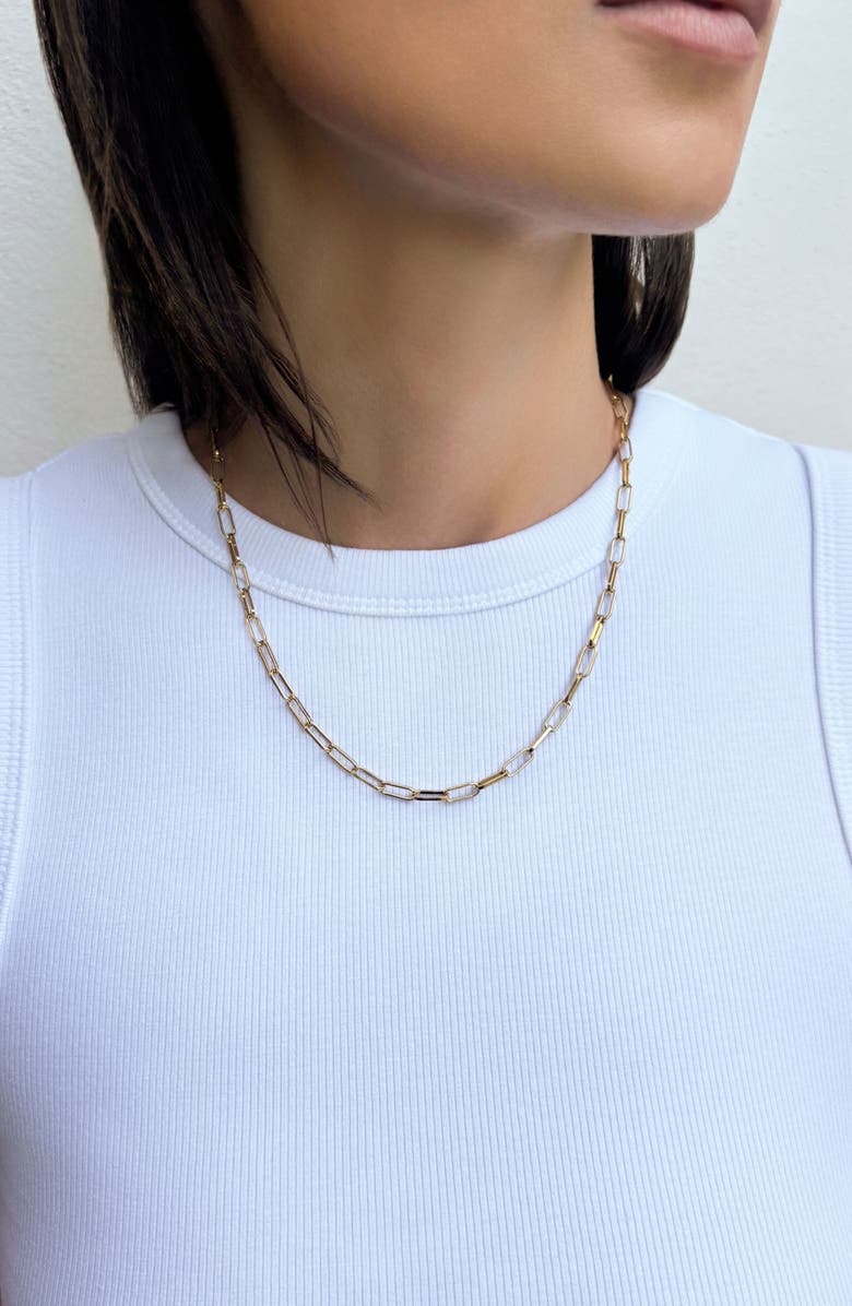 Adornia 18K Gold Plated Paper Clip Chain Necklace, Alternate, color, Gold