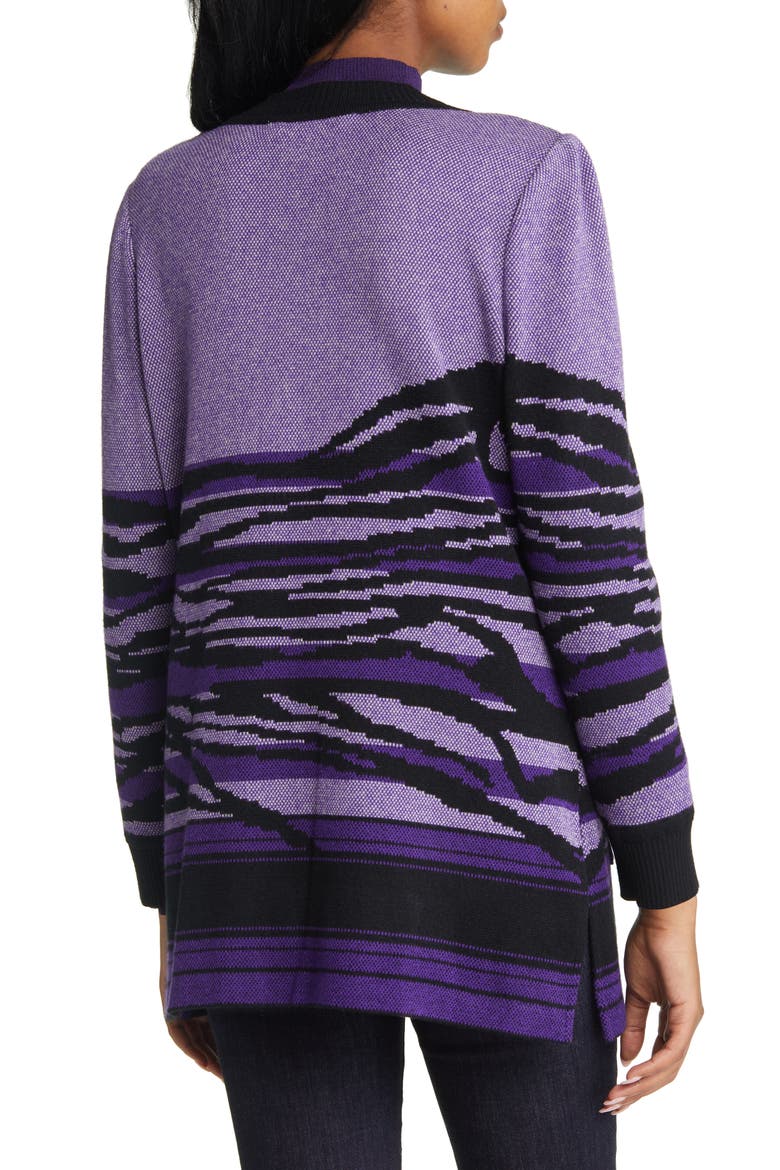 Landscape Stripe Cardigan, Alternate, color, VALIENT PURPLE STERLING BLACK